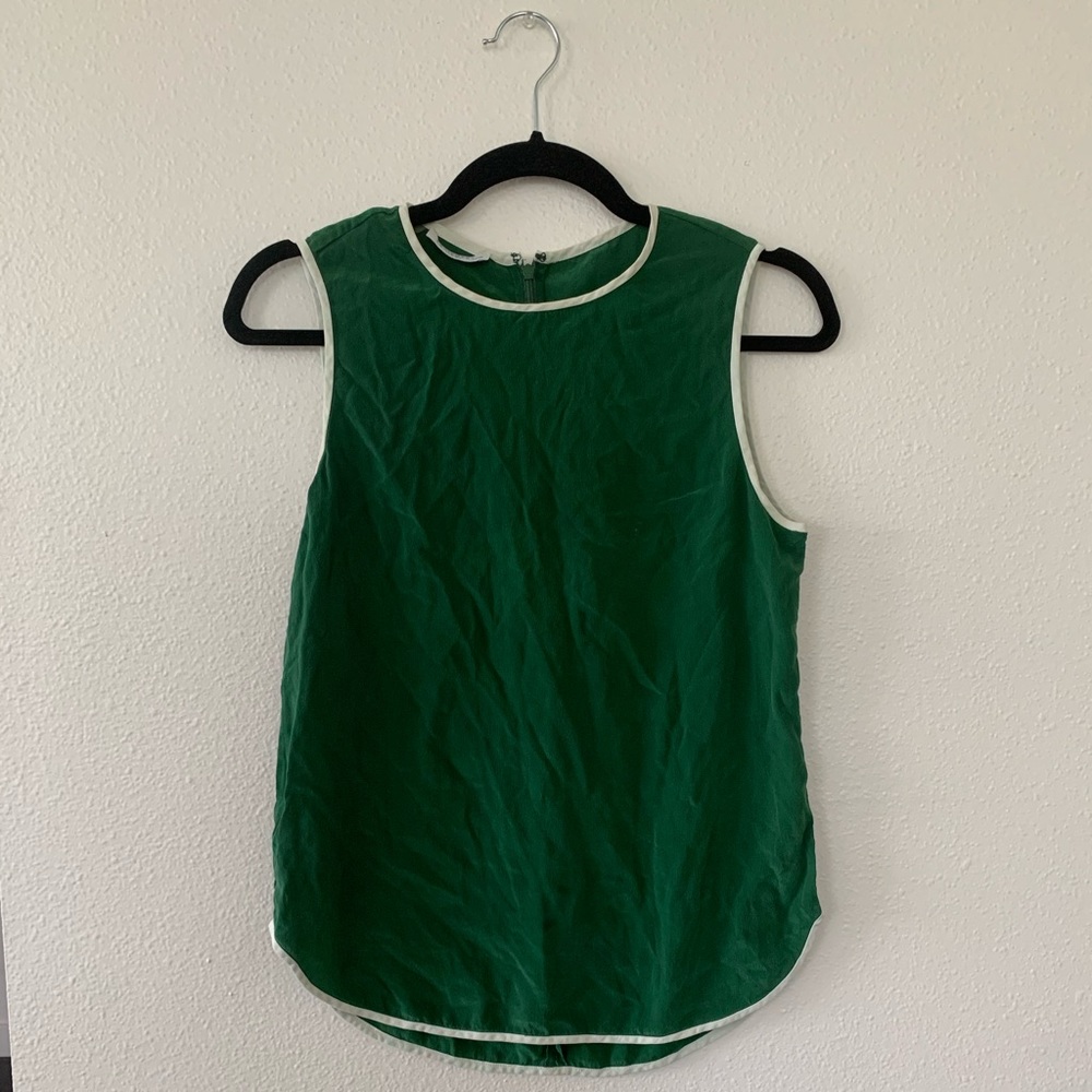 Equipment silk top in green xs/tp